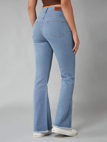 Image of Dolce Crudo Boot Cut High Rise Cropped Jeans for Women