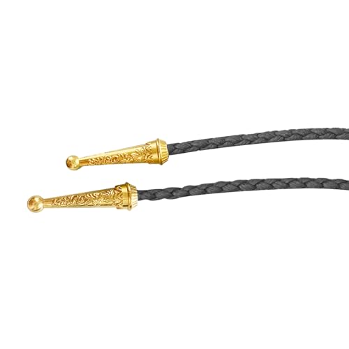 Image of Daisy Del Sol Gemstone Bolo Tie Braided Vegan Faux Leather Natural Stone Gold Handmade Necklace Adjustable Boho Western Jewelry