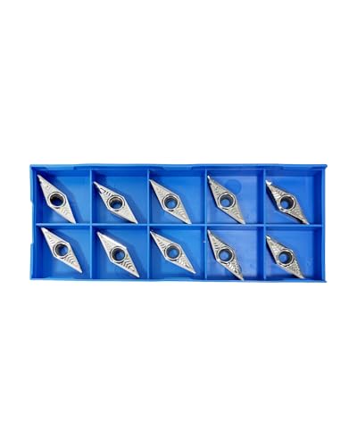 Zorqon VCGT331 VCGT160404-LH Carbide Inserts for Aluminum, Replacement Carbide Turning Inserts Cutting Tools, CNC Lathe Inserts for Finish to Semi-Finish Machining of Non-Ferrous Metal, 10Pcs