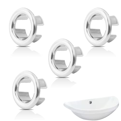 Anillo de Desbordamiento de Fregadero, 4 Pcs Tapa Rebosadero Lavabo, Redonda de Drenaje Insertar en Agujero, Embellecedor Rebosadero Lavabo, para Baño Cocina Repuesto de Lavabo