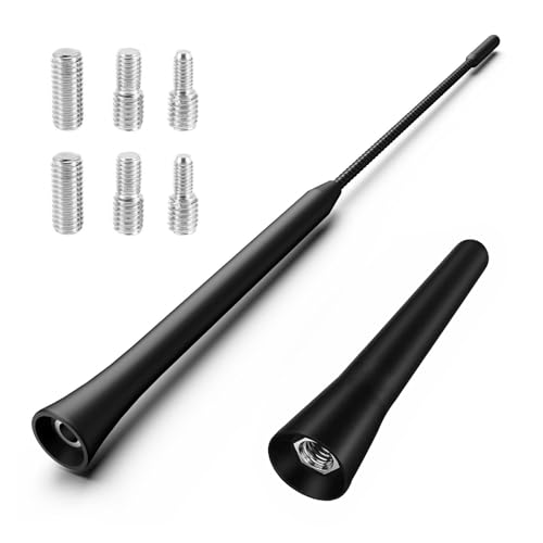 Tokaneit Antena de Coche 6.5cm + 23.5cm Antena Universal de Repuesto de Coche,con Recepción FM/Am,con 6 Piezas Adaptador de 4 mm,5 mm y6 mm,para Coches,SUV,Camiones,Furgonetas,Recepción de Señal