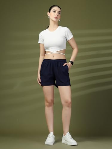 Image of UZARUS Women's Elastic Waist Shorts Night Wear Sports and Running Gym Workout and Yoga Regular Fit Short for Women Combo (Pack of 2)