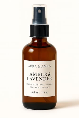 Image of Aura & Amity Premium Room & Linen Spray - Handmade Luxury Fabric & Home Fragrance Mist, Long-Lasting & Eco-Friendly (Amber Lavender)