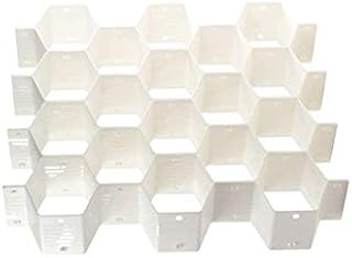 Onerbuy 8pcs DIY Honeycomb Closet Organizer Drawer Dividers Plastic Partition Cabinet Clapboard Storage Boxes for Underwear Socks Bras Ties Belts Scarves and Makeup(White)
