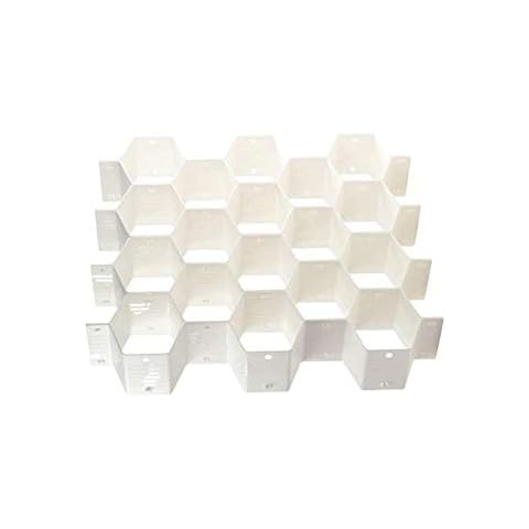 Onerbuy 8pcs DIY Honeycomb Closet Organizer Drawer Dividers Plastic Partition Cabinet Clapboard Storage Boxes for Underwear Socks Bras Ties Belts Scarves and Makeup(White) Cover