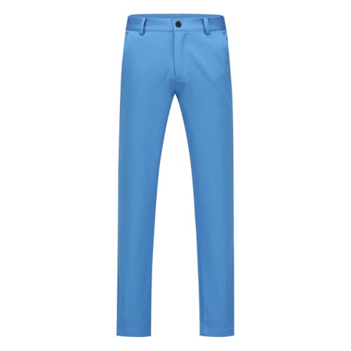 Allthemen Pantalon de Costume Homme Stretch Couleur Unie Pantalon Slim Fit Droit pour Business Bleu Ciel 3XL
