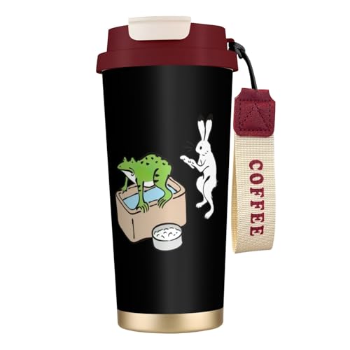 鳥獣戯画 真空断熱 マグカップ ステンレス製 真空蓋付 携帯マグ 保温・保冷 簡単開閉 500ml スライド蓋付き 直接ドリップ コンビニマグ アウトドア 釣り/遠足/登山