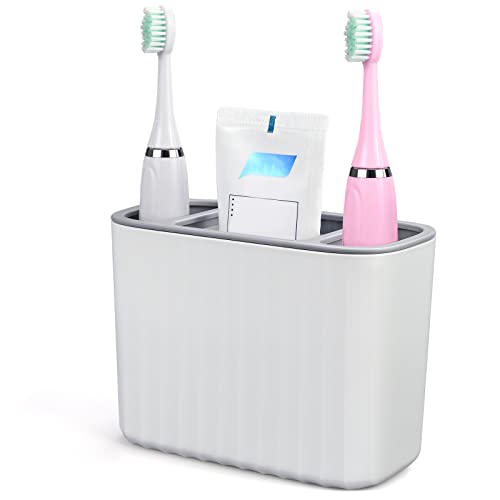Toothbrush Holder, Multifunctional Electric Toothbrush Holder, Bathroom Easy-Store Toothbrush Caddy ​Toothpaste Razors Storage Organizer for Bathroom Countertop Vanity Counter Sink Organizer (White)