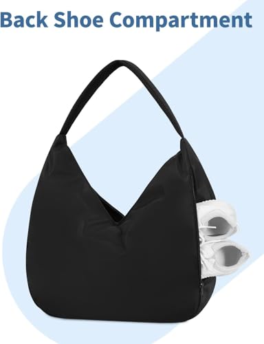 Image of Leosportz Gym Bag for Women Shoe Compartment | Yoga Bag for Girls Attached Yoga Strap | 30L Water-Resistant Sports Bag with Wet Pocket | Travel, Workout & Dance (Active Lifestyle, Black, Medium)