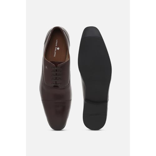 Image of Louis Philippe Men Premium Leather Breathable Lining Material Anti Slip with Heel TPR Sole Formal Oxford Shoes