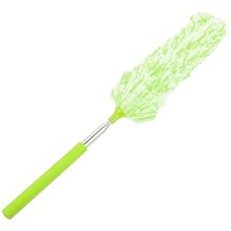 PLAFOPE Extendable Household Microfiber Duster with Green-White Microfiber Head, Telescopic Cleaning Tool for Home Dust Sweeping and Ceiling Fan Dust Removal