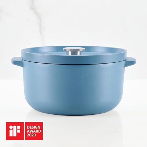 Image of KitchenAid Enameled Cast Iron Dutch Oven /Casserole, 6 Quart, Blue Velvet