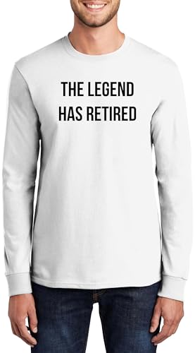Comical Shirt Men's The Legend Has Retired Long Sleeve Cotton Tee, White, The Legend Has Retired
