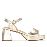 XTI - Sandalia Mujer Oro - Calzado Cómodo y Versátil - Moda casual - Modelo 14513703 (Talla 39)