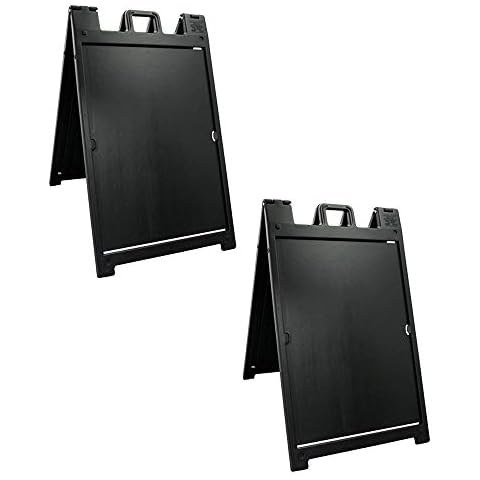 Black 2-Pack of Plasticade Signicade Deluxe A-Frame Sidewalk Curb Sign Portable Folding Double-Sided Display with Quick-Change System Cover