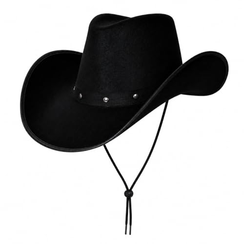 Wicked Costumes Black Cowboy Hat for Men & Women Western Texas Fancy Dress Hat for Festivals Rodeo & Country Music Events