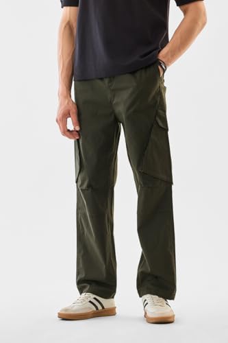 Image of SNITCH Men Cargo Pants | Relaxed Fit with Elastic Waistband & Drawstring | Durable Cotton Polyester Blend & Utility Pockets for Casual & Streetwear Styling