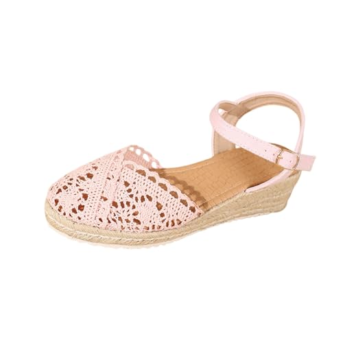 Sandales fermées avec talon compensé et sangle réglable en maille rose 38
