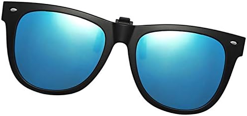 Clip-on Sunglasses Polarized Unisex Anti-Glare Driving Glasses With Flip Up for Prescription Glasses (BLUE)