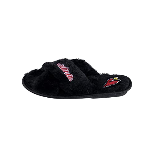 Image of FOCO Womens NFL Team Script Wordmark Fuzzy Cross Slide Slippers