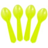 [100 Count] Transparent Yellow Mini Tasting Spoons - 3 Inch Plastic Sampling Spoons - Small Taster Spoons for Food, Ice Cream or Spices - Frozen Dessert Supplies