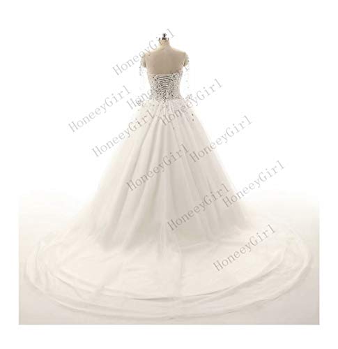 Scellebridal Gorgeous 2016 Pearls Beading Long Sleeves Ball Wedding Dresses For Bride Ivory 8 #TOP4