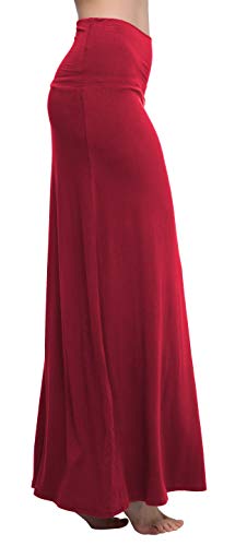 Image of Urban CoCo Women's Stylish Spandex Comfy Fold-Over Flare Long Maxi Skirt