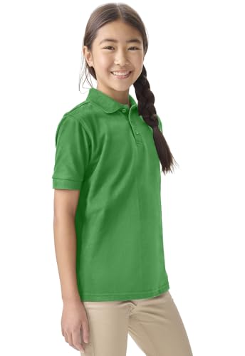Image of Classroom School Uniforms for Boys and Girls Short Sleeve Pique Polo | Adult Fit, Matching Ribbed Collar, Banded Sleeves, Three-button Placket, Comfortable Fit, School Uniform Essential