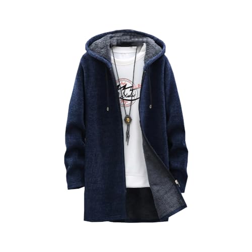 [Anzn] メンズ コート 裏起毛 ロング ベンチコート ロングパーカー メンズ カジュアル ジャケット 防風 防寒 暖かい フード付き おしゃれ カーディガン 冬服-lan-M-mのサムネイル