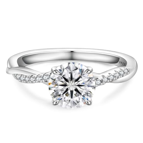 KRKC&CO Solitär Verlobungsringe Moissanite Damen, 1 ct Solitärring Eheringe, VVS1 D Farbe, 925 Silber Weißgold, Verlöbnis Hochzeitstag Jubiläum Geburtstag Geschenk für Frauen, 54 (17.2) KRKC&CO Solitär Verlobungsringe Moissanite Damen, 1 ct Solitärring Eheringe, VVS1 D Farbe, 925 Silber Weißgold, Verlöbnis Hochzeitstag Jubiläum Geburtstag Geschenk für Frauen, 54 (17.2)
