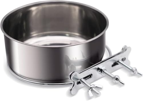 Ciotola Robusta e Durevole per Animali Domestici, in Acciaio Inox, con Tre Supporti per Bulloni, per Acqua e Alimenti, Adatta per Cani e Pappagalli