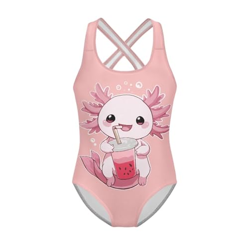 Image of Xpyiqun Swimsuit for Girls One Piece Bathing Suits Size 5-14 Sleeveless Swimwear Cross Shoulder Strap Swimming Wear