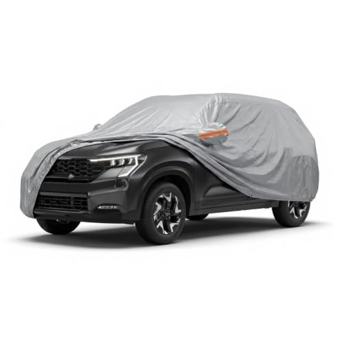 Image of myTVS 100% Waterproof Car Body Cover for Kia Sonet - Custom-Fit, Double-Layer, UV & Dust Proof, Mirror Pockets & Elastic Clip Lock (CSK 7A)