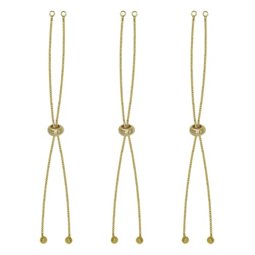 Image of SATRA TRADERS Brass Adjustable Slider Chain With End Stopper Bracelet | Size : 4inch | Qty : 2pcs | B3