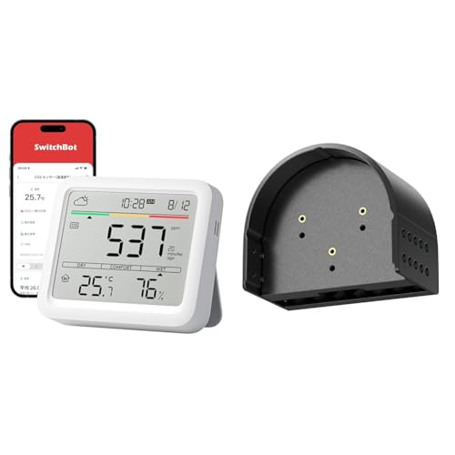 �y�Z�b�g�����zSwitchBot CO2�Z���T�[ ��_���Y�f�Z�x�v �����x�v �A���[�� �����x CO2����� ���K�w�� �A���[�g�ʒm �O���t�L�^ Alexa Google Home Siri �Ή� + ���b�N Ultra �A�N�Z�T���[ �������߃v���[�g