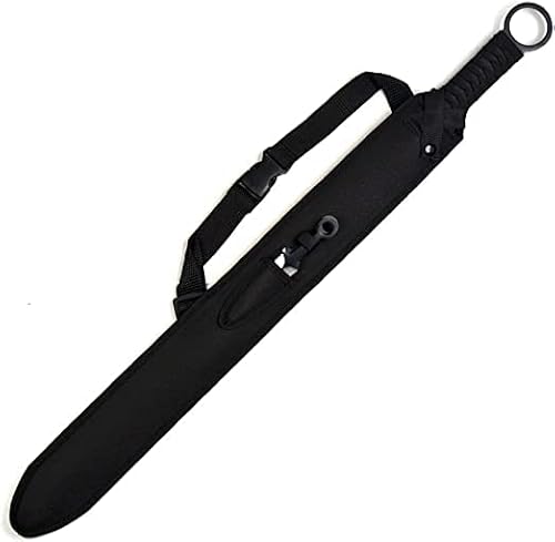 Ninja Sword Machete Throwing Knife Tactical Katana Tanto Blade, 27-Inch … (All Black Single Blade)