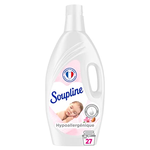SOUPLINE - Adoucissant Hypoallergénique - Assouplissant pour Linge - Fraîcheur Longue Durée HYPOALLERGENIQUE AU LAIT D'AMANDE D'OUCE- Facilite le Repassage - Bidon 1,9 L = 27 Lavages