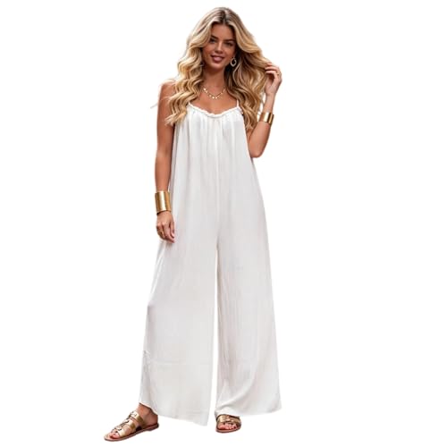 Overol de verano con tirantes y pantalones sueltos de pierna ancha