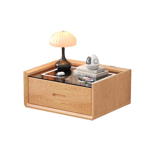 Table de Chevet Flottante avec Tiroir et Lampe LED pour Chambre