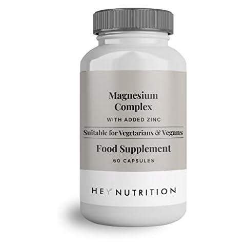 Hey Nutrition Magnesium Complex High Strength 205mg Supplement with Zinc & Vitamin D3 - Muscle & Bone Health, Nerve Function, & Energy Support - 60 Capsules, Non GMO, Vegan Cover