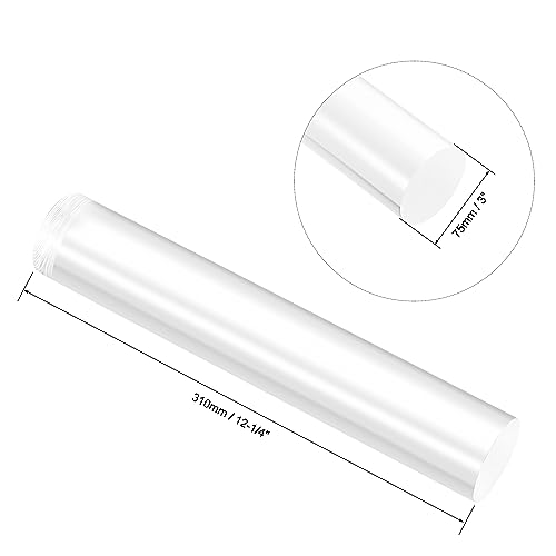 Image of uxcell Acrylic Round Rod, Clear,3 inch Diameter 12-1 /4 inch Length, Solid Plastic PMMA Bar Stick