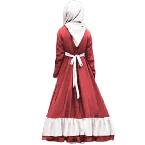 IDOPIP Kids Girls Muslim Abayas Dress with Hijab 2PCS Outfits Long Sleeve Maxi Kaftan Dresses Ramadan Islamic Prayer Clothes2