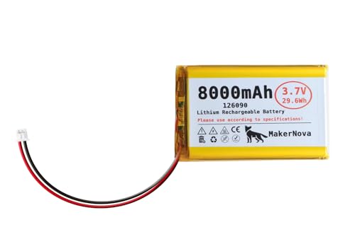 MakerNova 3.7V 126090 8000mAh LiPo Battery 1S 3C JST 1.25
