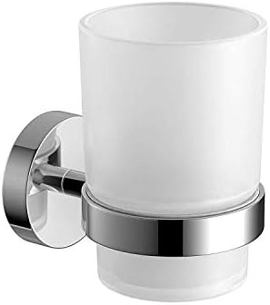 Puloita Wall-Mounted Toothbrush Holder with Frosted Glass Cup Set for toothbrushes,Toothpaste (Single)