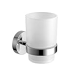 Puloita Wall-Mounted Toothbrush Holder with Frosted Glass Cup Set for toothbrushes,Toothpaste (Singl