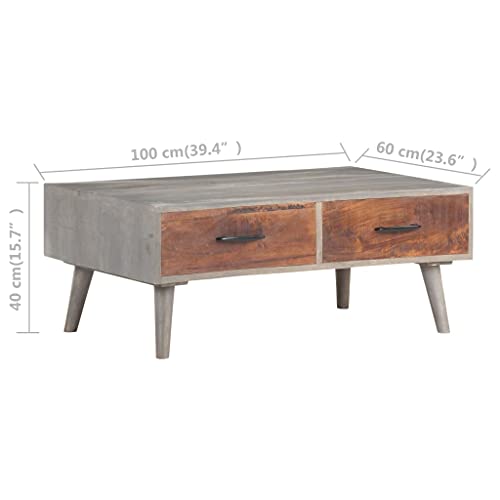 Table basse en bois de manguier à double tiroir de rangement