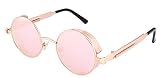 FEISEDY Retro Gothic Steampunk Sunglasses Round Metal Frame Punk Circle Inspired Shade Men B1857