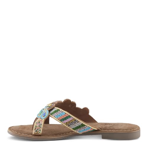 Azura Women's SWEETUMS Beaded Slide Sandals – Vibrant Floral Design, Suede Footbed, Lightweight Toe Loop Sandals3