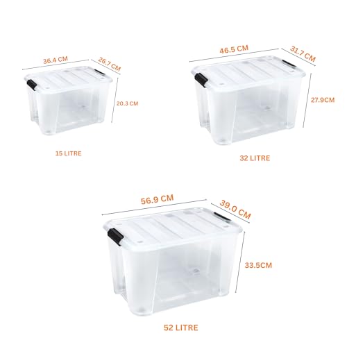 Image of Clear Heavy Duty Bulk Storage Container with Lids Combo Pack | Stackable Plastic Bins with Handles & Rolling Wheels | BPA-Free, Multi-Purpose for Kitchen, Pantry, Office, or Garage