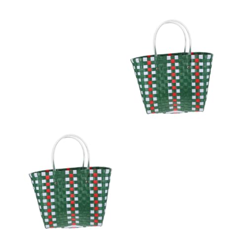 Toddmomy 2 Piezas cesta de la compra impermeables manejar juguete cestas plegable mimbre tapa contenedor de gadgets canasta para compras cesta de almacenamiento de polivinilo Green